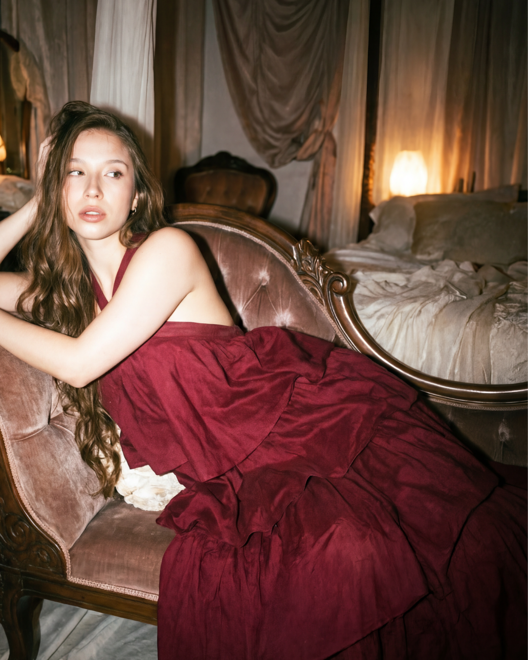 The Nabela Dress in Deep Red
