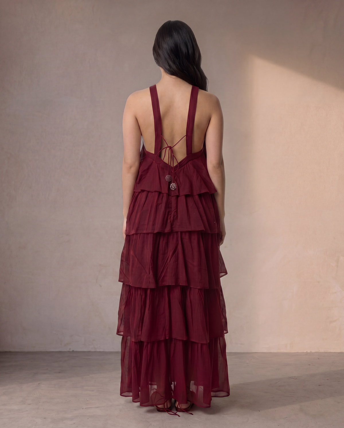 The Nabela Dress in Deep Red