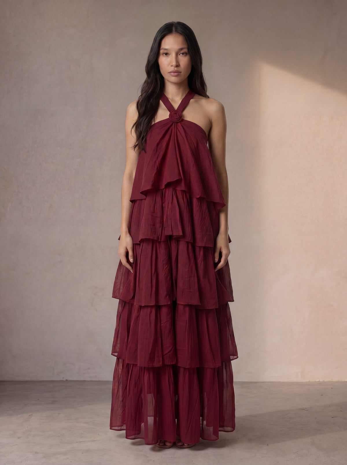 The Nabela Dress in Deep Red